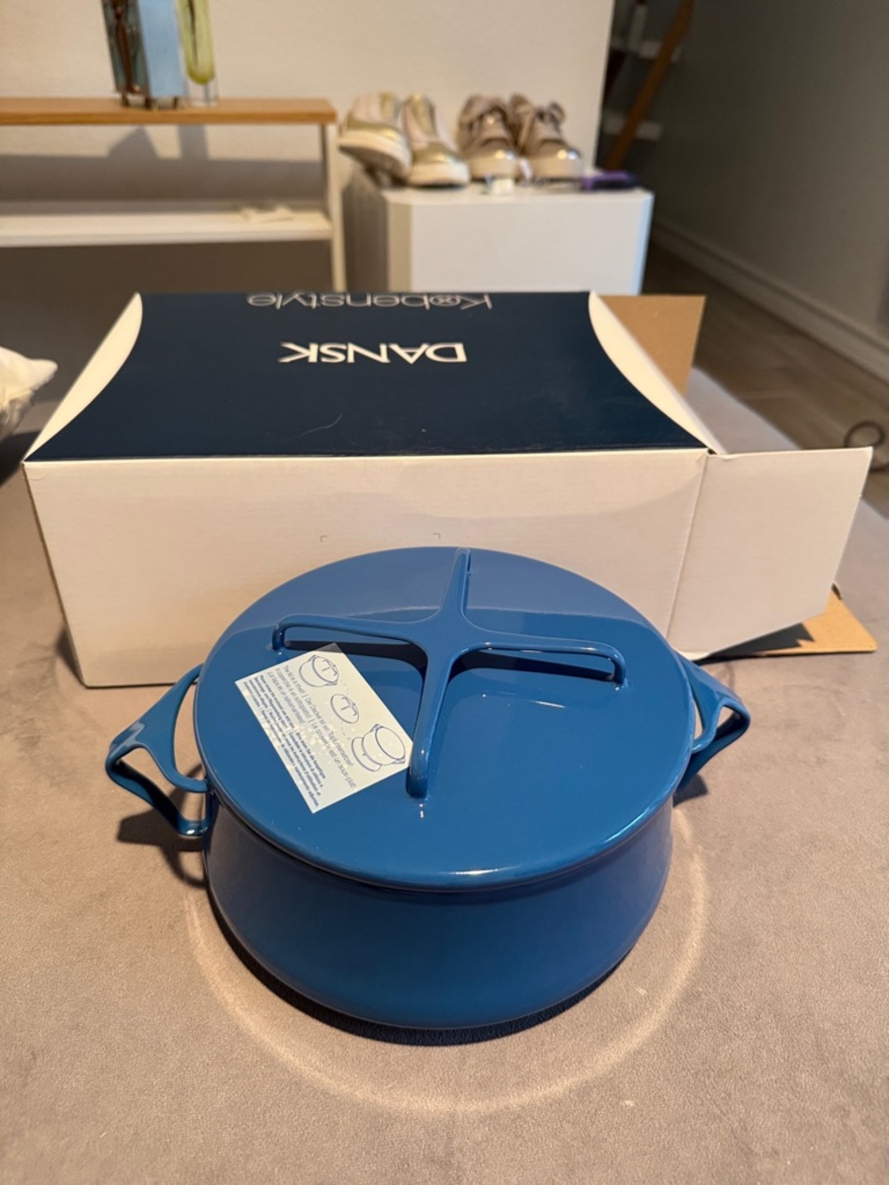 Dansk Blue Enameled Covered Casserole with Cross-Handled Lid 2.32 qt